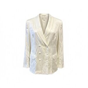 Victoria's Secret Silk‎ Satin White Floral Double Breasted Pajama Blazer M